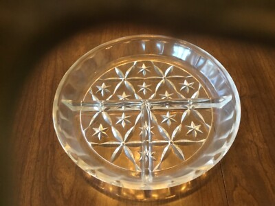 Vintage Clear Pressed Glass Divided Relish Dish. Three Section Relish Dish.