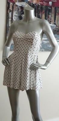 strapless polka dot jumpsuit