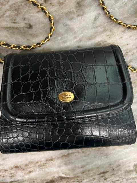 American Tourister Small Faux Black Alligator Embossed Cross Body Purse w/Mirror - Image 2 of 4