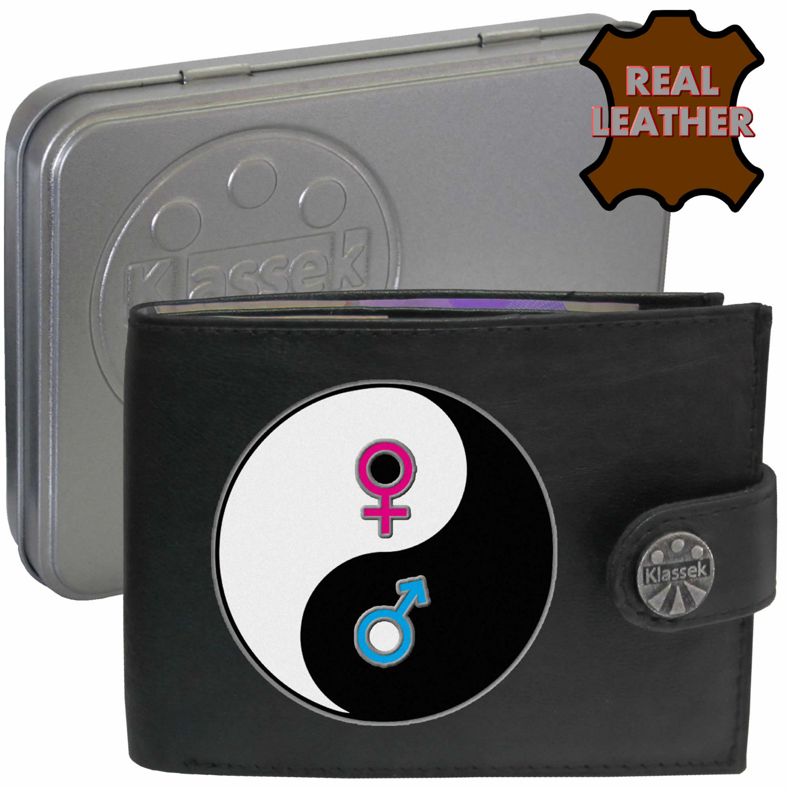 Yin Yang Wallet Male Female Chinese Cosmology Men's Gift Tin RFID Father