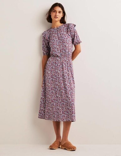 BODEN Ruffle Paisley Jersey Midi Dress D0283 SIZE UK 14L BRAND NEW D33 - Picture 5 of 6