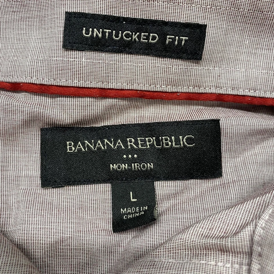 Camisa de vestir BANANA REPUBLIC Untucked Fit abotonada borgoña para hombre L 16-16,5 34-35 Foto 4 de 4