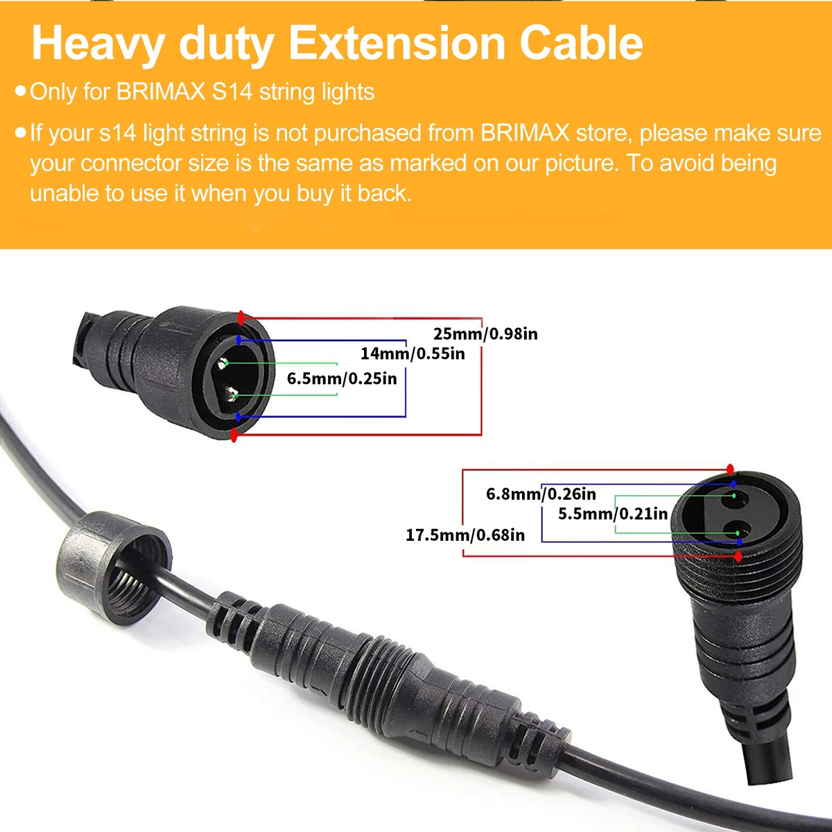 9.8Ft 3m Festoon Lights Waterproof Extension Lead for Brimax S14