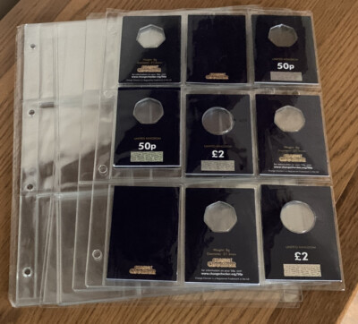 5 x Sammelseite 9 Paket für 10p 50p 2  5  Kleingeldschecker Schutzkarten