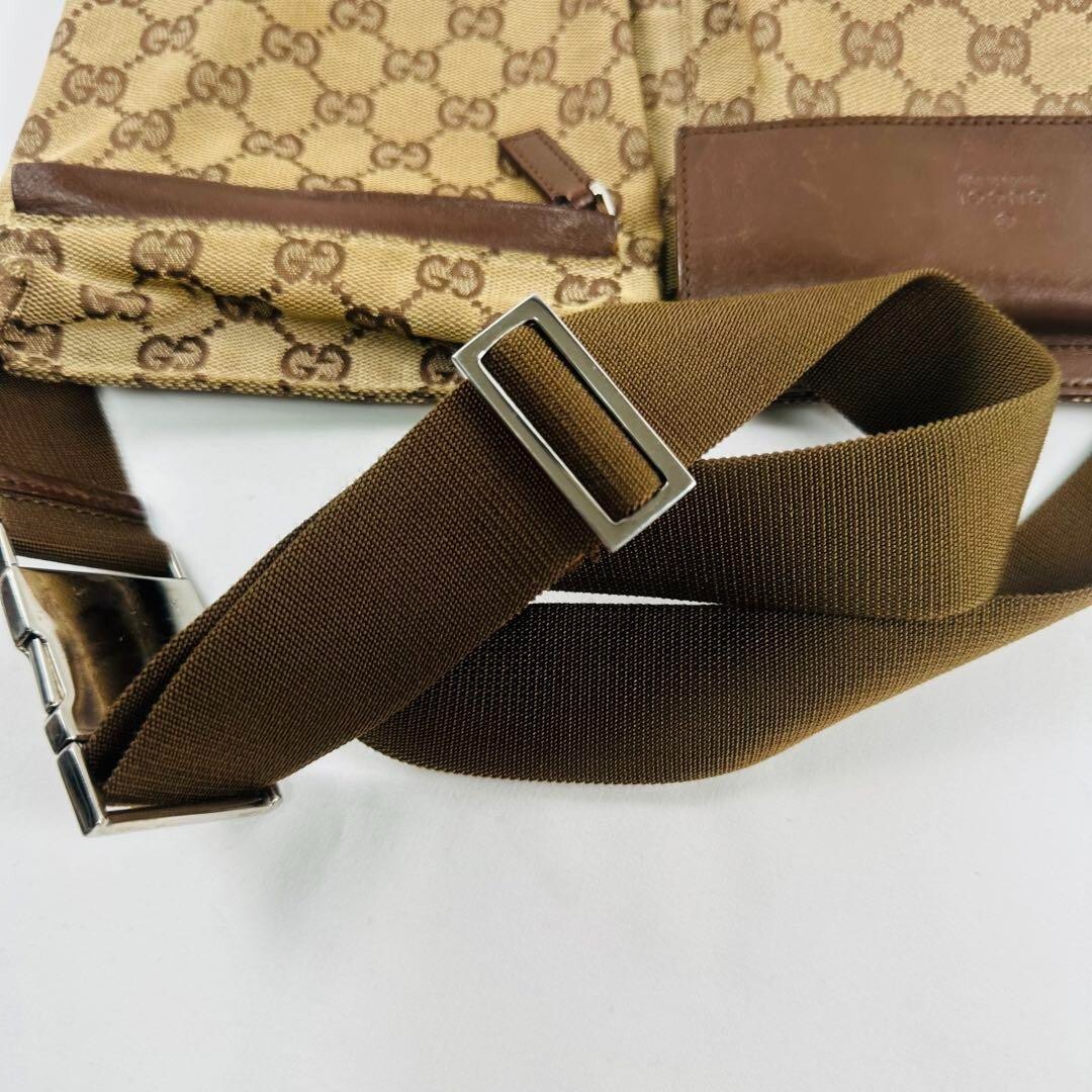 Auth GUCCI Waist Pouch Bum Bag Beige Brown Leather Canvas Auth GUCCI Waist Pouch Bum Bag Beige Brown Leather Canvas
