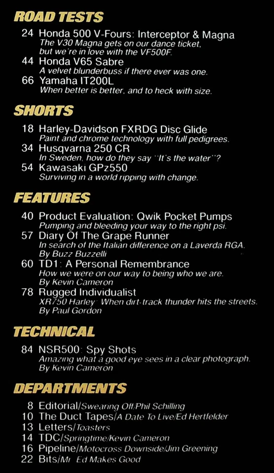 1984 July Cycle Motorcycle Magazine Honda VF500F Interceptor Magna V65 Sabre - Image 3 of 4