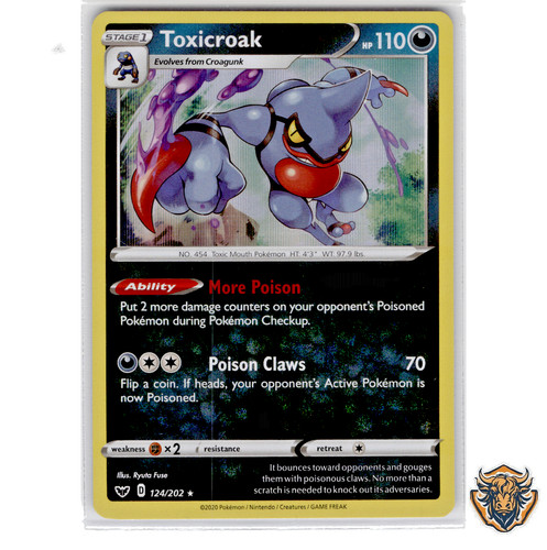 Toxicroak 124/202 Sword & Shield Base Set Pokemon TCG Holo Foil NM+ NP sb1