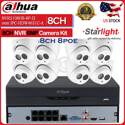 Dahua 8CH 6MP POE Security Camera System Kit HDD NVR Video IPC-HDW4631C-A  Lot