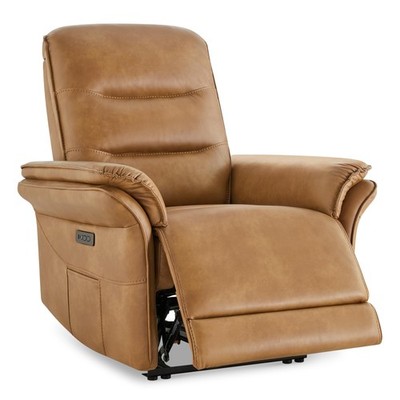 Power Recliner Chair with Adjustable Headrest and Footrest, Dual Motor Leathe...