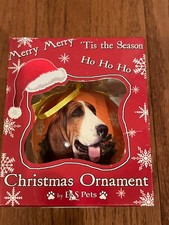  NEW  E S PETS BASSET HOUND CHRISTMAS ORNAMENT- 3"  
