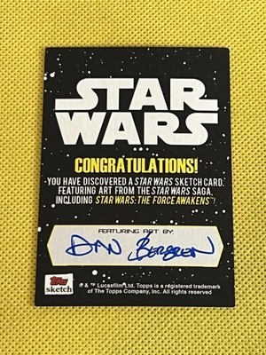 2015 TOPPS Star Wars Stormtrooper SKETCH CARD DAN BERGREN Auto 1/1 Great Artist - Image 1 of 4