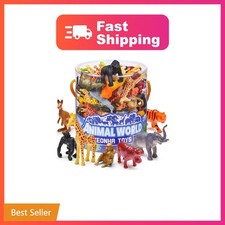60 Piece Mini Zoo Animal Toy with Gift Box, Plastic Jungle Animal Figurines ...