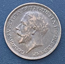 1917 Half Penny George V Bronze Coin Lot G31