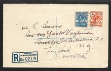 FALOUINES IS. TO US BROOKLYN NY. TRANSMIS SG#119-120 SUR COUVERTURE IMMATRICULÉE 1936