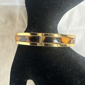 Authentic J.Crew Tortoise Clamp Bracelet Gold Plated Hinge Design