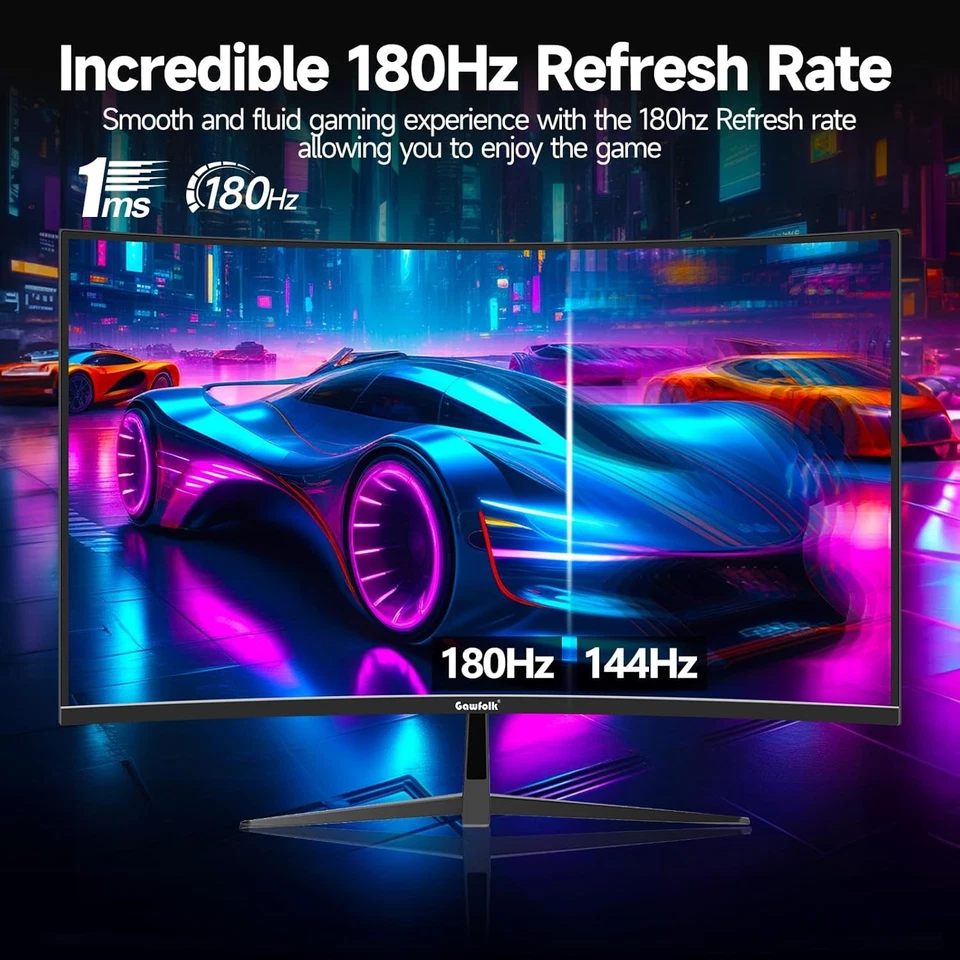 Monitor para juegos Gawfolk 32 pulgadas, pantalla curva de computadora 165HZ/180HZ, 32  - Imagen 3 de 4