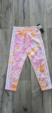 Adidas Girls Tie Dye Crop Multi Color Leggings Size L 14 Cotton New! NWT!