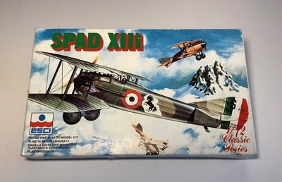 Esci Ertl  1/72 Scale French SPAD XIII Biplane Airplane Kit #9018 Open Box