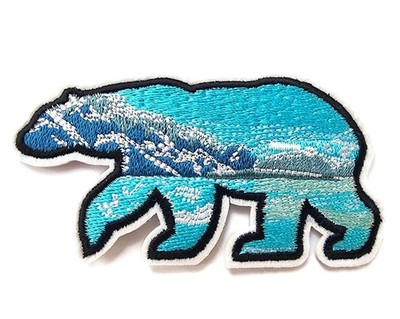 Eisbär bestickt Bügelbild Patch blau Planet Eis Eisberg Meer Arktis Berg