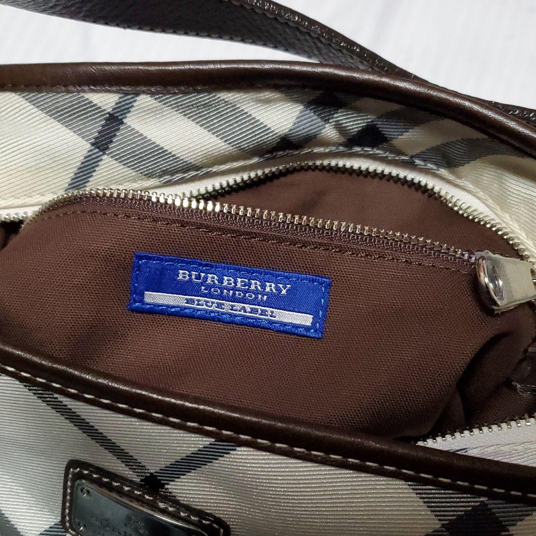 Burberry Blue Label 2way Shoulder Bag Handbag Navy Canvas Leather Logo Bag New thumbnail 21