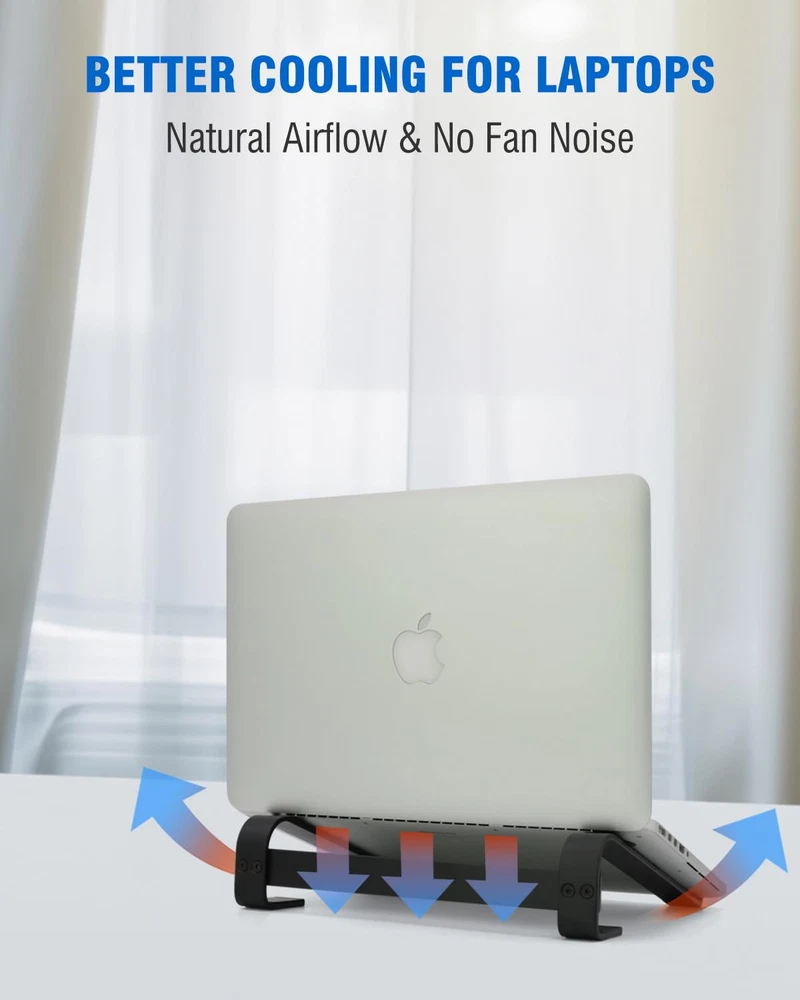 Ergonomic Aluminum Laptop Stand for Desk - Sturdy MacBook Riser with Cooling Vent