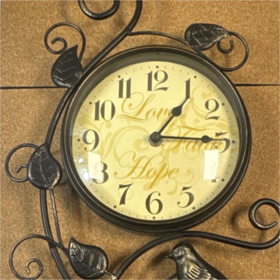 Plum Creek Bird & Leaf Hanging Wall Clock, Metal Frame, Contemporary