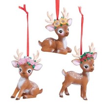 Flower Deer Holiday Ornament