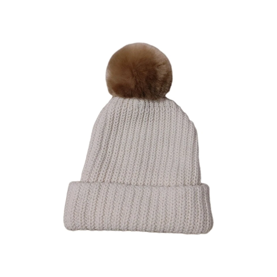 NWOT Love Your Melon Cuffed Beanie Hat Womens OS Removable Pom Knitted Cotton  - Image 2 of 3