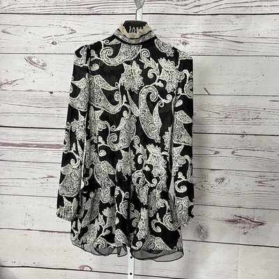 Roberto Cavalli Dress Womens Size 6 Black White Print Sheer Long Sleeve Mini