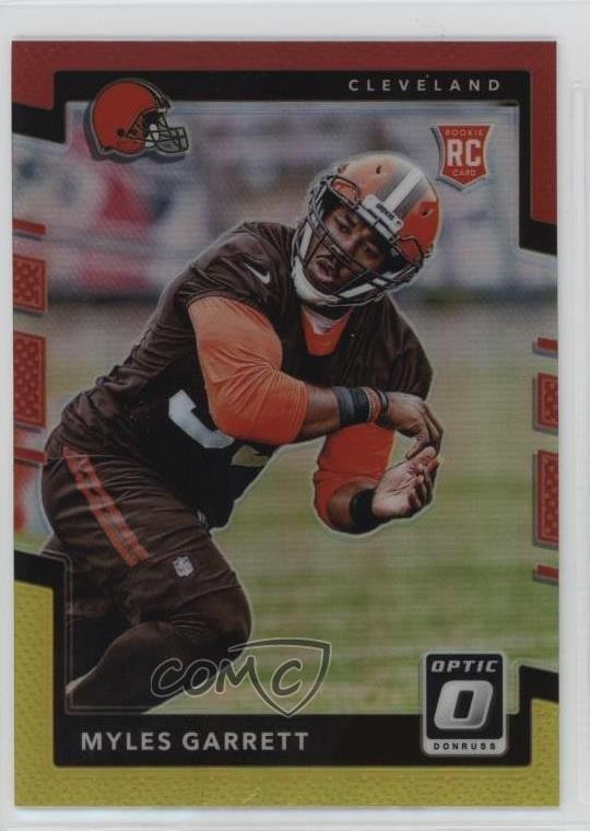 2017 Donruss Optic Rookies Red and Yellow Prizm Myles Garrett #106 17cf