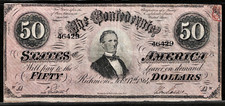 1864 CSA Confederate States of America $50 Obsolete Banknote T-66 PF-2 Cr. 496