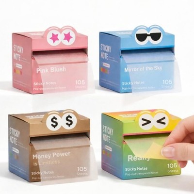 Pull Out Transparent Sticky Notes 105 Sheet/Box Full Adhesive, Monster Sticky...