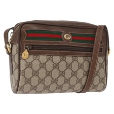 Borsa a tracolla Gucci GG Supreme Web linea Sherry PVC beige 56 02 087 Auth 161551