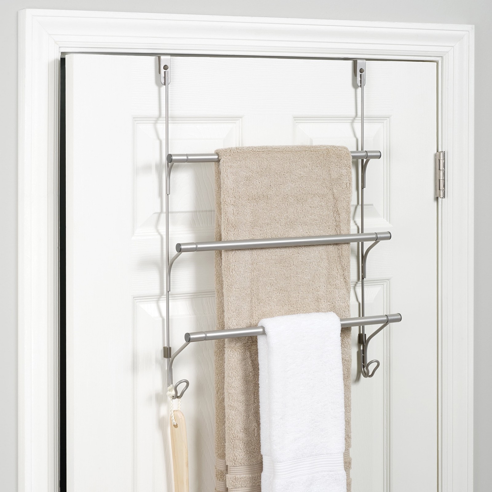 Bar With 2 Hooks, Satin Nickel