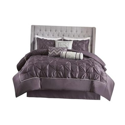  Laurel Cozy Comforter Set - Traditional Tufted Faux King (104 in x 92 in) Plum