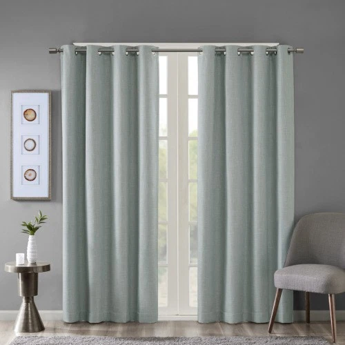 AS 50x84" Printed Heathered Blackout Grommet Top Curtain Panel(Only 1 Pc Panel)