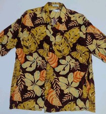Pierre Cardin Shirt Hawaiian Tropical Button Up XL Short Sleeve Aloha Rayon Fern