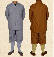 New Cotton Shaolin Monk Buddhists Daily Casual Uniform Kung Fu Small Gown Robe