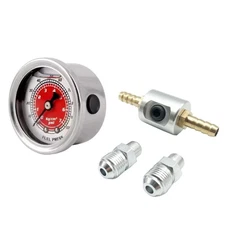 Liquid 0-100psi Fuel Pressure Gauge Regulator Gauge 1/8" NPT with 6AN Adapters