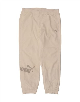 PUMA Mens Graphic Tracksuit Trousers Joggers Large  White Polyester CM08