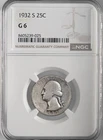 1932-S  25C WASHINGTON SILVER QUARTER  NGC G6  #8405239-025