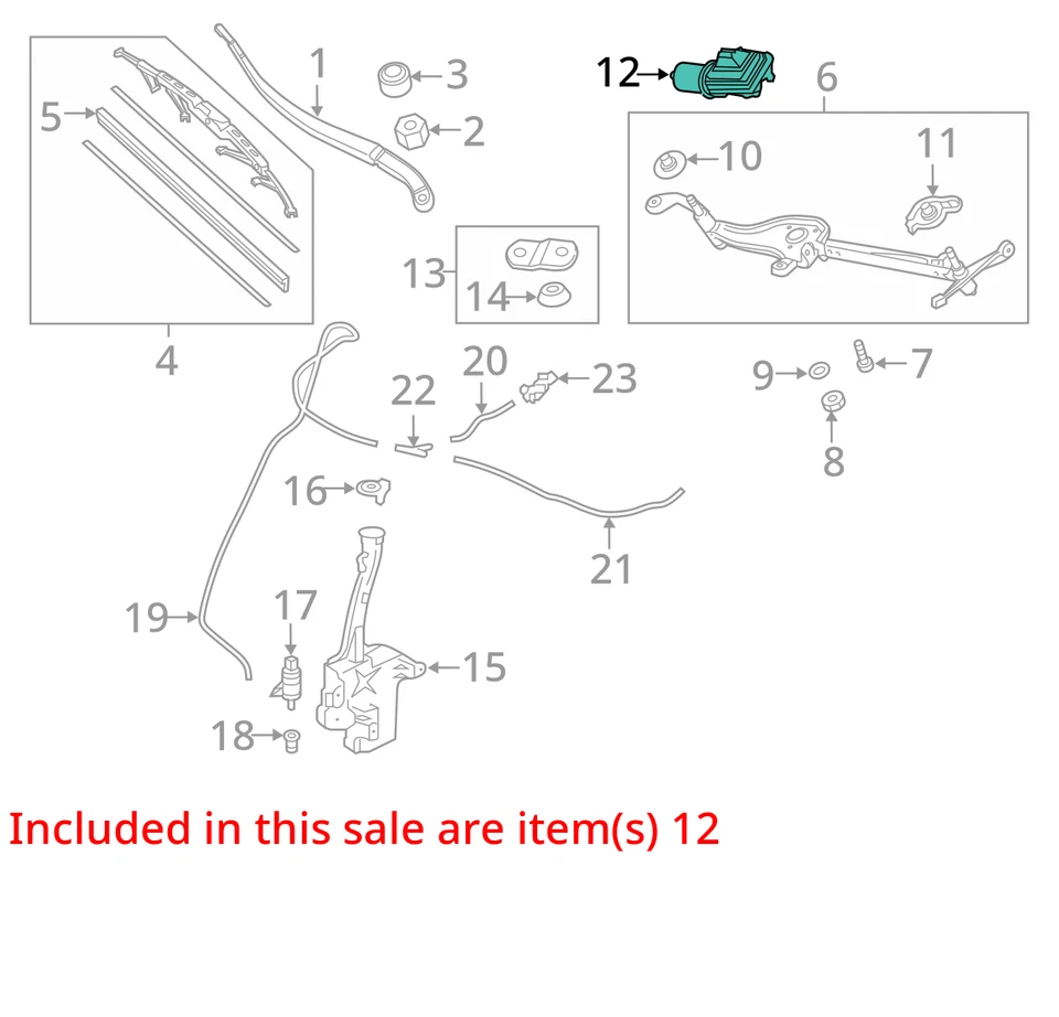 2020 Honda Odyssey Front Windshield Wiper Motor OEM 60K Miles - LKQ403152002 - Image 4 of 4