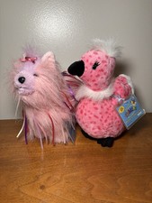 Webkinz Pink Lot Of 2 With Sealed Codes  Cherry Blossom Bird And Ribbon Yorkie