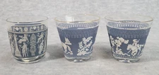 Jeannette Glasses Lot of 3 Grecian Hellenic Wedgewood 2 Cocktail/1 High Ball VTG