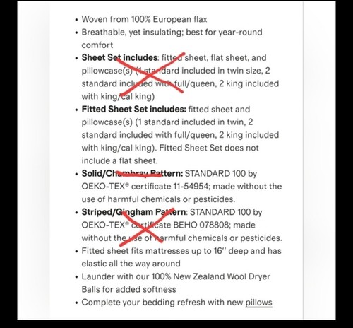 NWT! Quince 100% Linen Ivory Fitted Sheet & 2 Pillowcases Set! King (640) - Picture 3 of 9