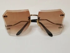 Vintage 1980's Sunglasses Retro Fashion Butterfly Wing Aviator Beveled Lenses