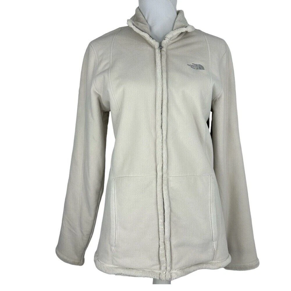 OFF WHITE Giacca The North Face donna bianco sporco sherpa teddy atletica full zip L C42