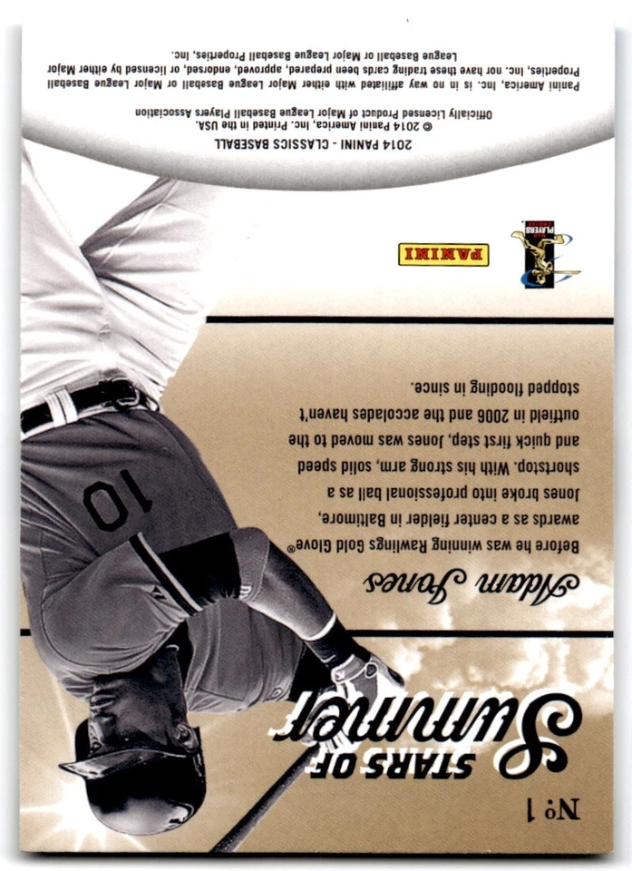 2014 Panini Classics Stars of Summer Adam Jones Baltimore Orioles #1 - Image 2 of 2