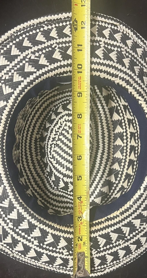 Винтажная шляпа в стиле сафари Avon/Mark Panama с геометрическими двухцветными узорами - Изображение 3 из 4