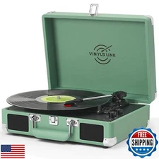 Vinyl Record Player with Built-in Speakers Treble and Bass Gain Vintage Bluet